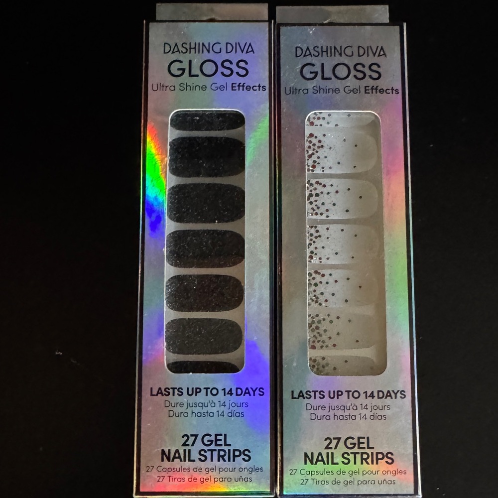 Dashing Diva Gloss Gel Nail Strips - Christmas and Black sparkle